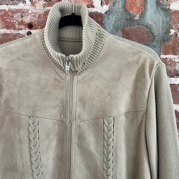 VTG Men's Camel Suede Zip Up Sweater Jacket M 21x27 - Picture 1 of 6